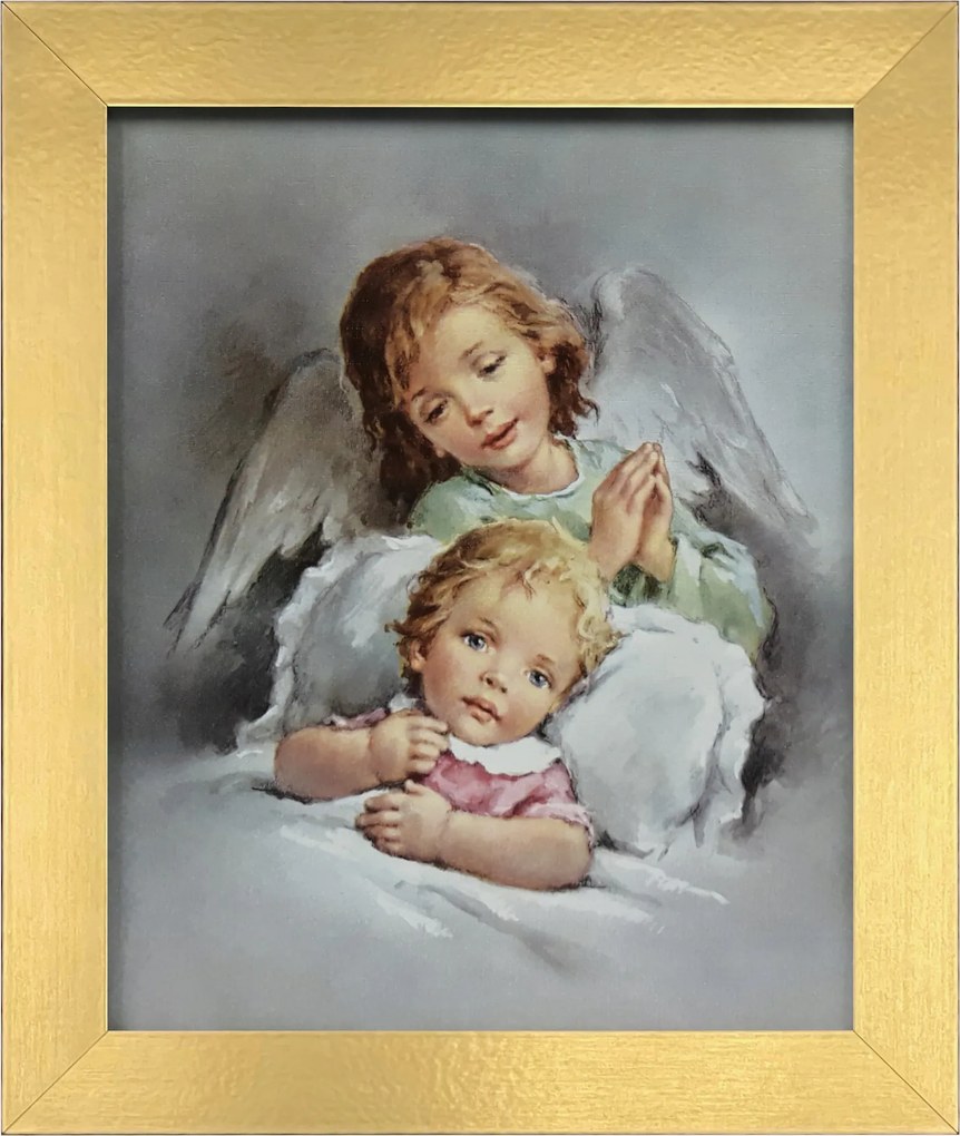 Vászonkép 30x25 Őrangyal Arany Keret Keresztelő Áldozás