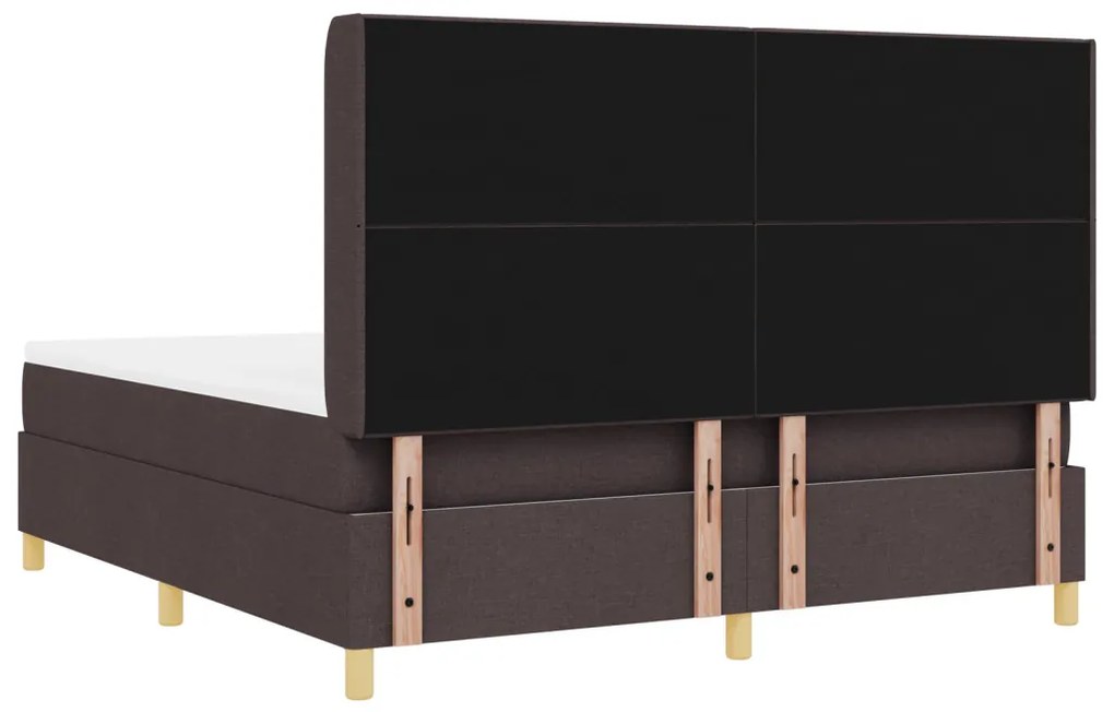 Boxspring Ágy Matrac + LED Sötétbarna 180x200 cm Szövet