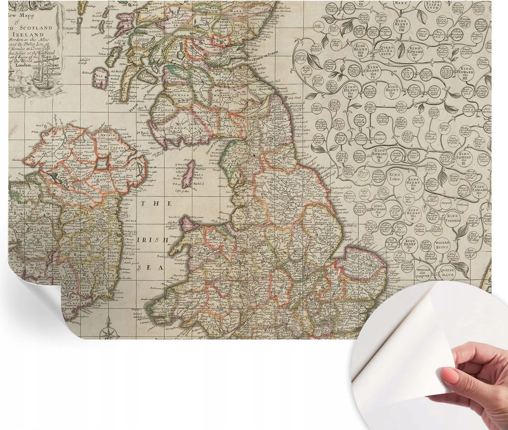 Dekoratív öntapadós fotótapéta irodába Antik térkép 312x219 cm