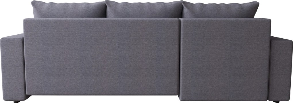 Kinyitható kétoldalas L alakú ülőgarnitúra NORIX 240x140 cm, sötétszürke polccal + 2 párnát INGYEN