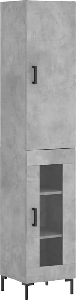 vidaXL betonszürke szerelt fa magasszekrény 34,5x34x180 cm