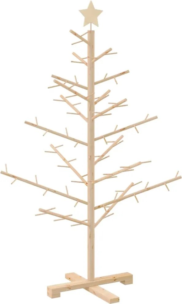 vidaXL Fából készült Karácsonyfa Természetes 125 cm Tömör fenyőfa