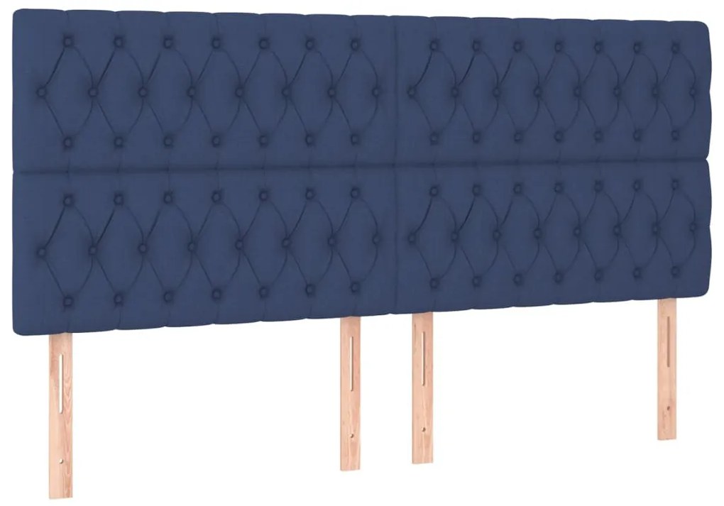 kék szövet LED-es fejtámla 180x7x118/128 cm