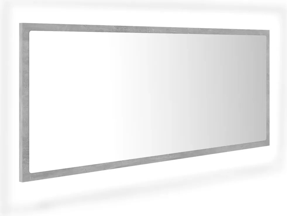 vidaXL betonszürke akril LED-es fürdőszobatükör 100x8,5x37 cm