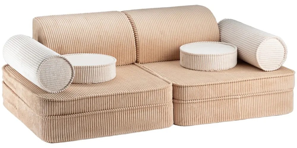 Világosbarna kordbársony gyerek kanapé 132 cm Settee – Wigiwama