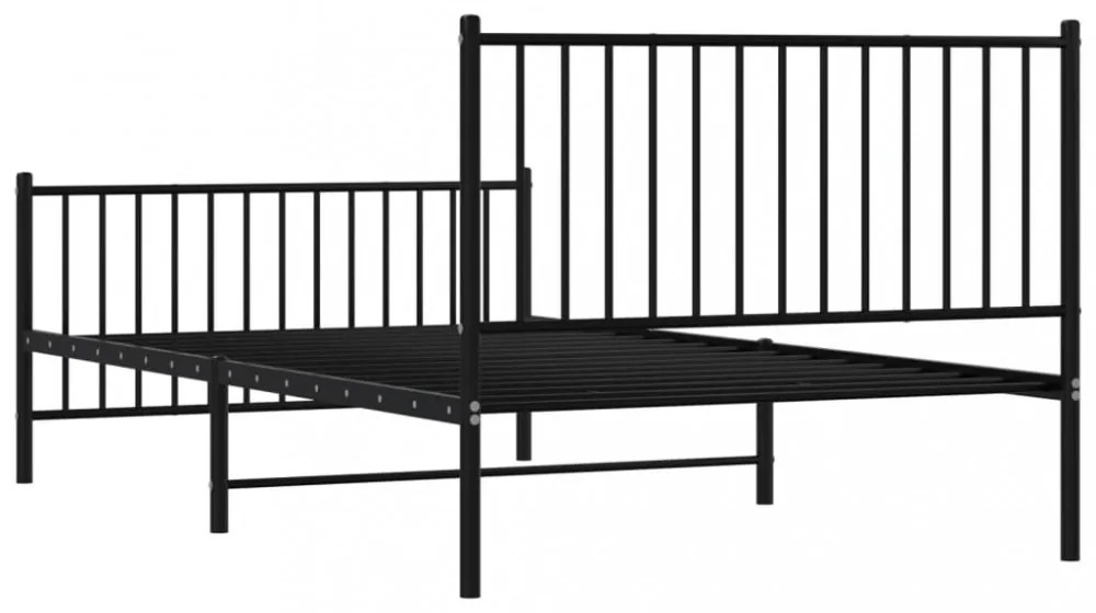 fekete fém ágykeret fej- és lábtámlával 107 x 203 cm