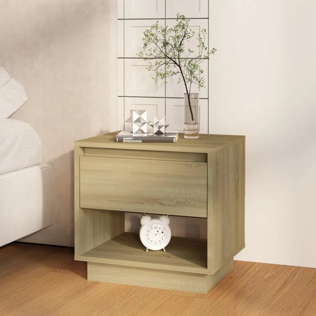 2 db sonoma tölgy színű szerelt fa éjjeliszekrény 45x34x44 cm