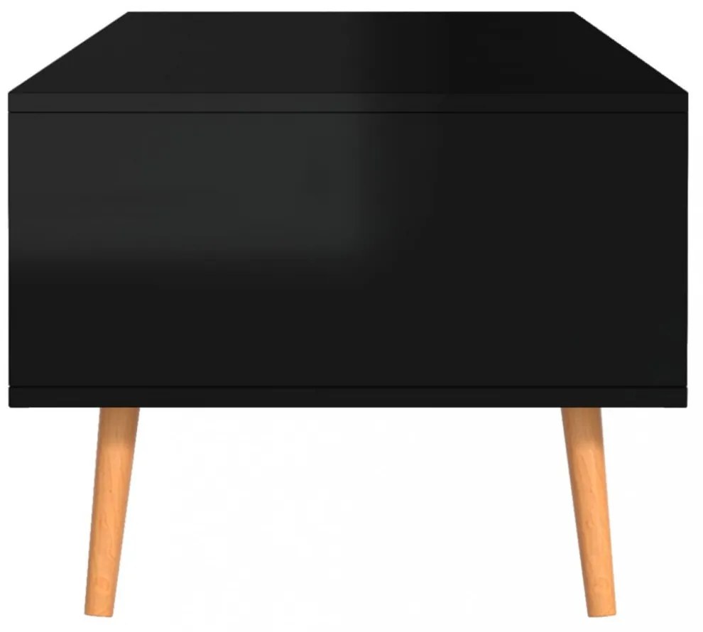magasfényű fekete szerelt fa dohányzóasztal 100 x 49,5 x 43 cm