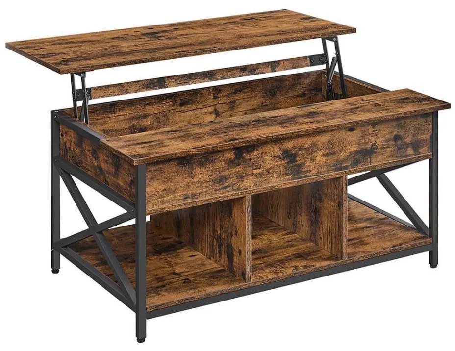 NYRO emelhető tetejű dohányzóasztal barna/fekete