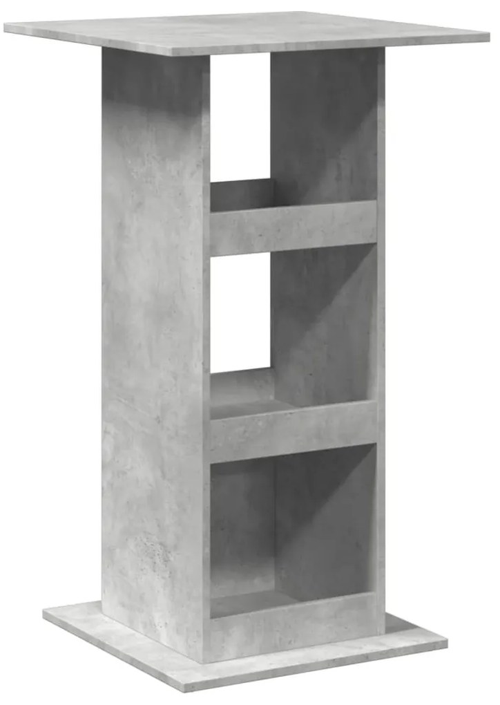 betonszürke szerelt fa bárasztal tárolóval 60 x 60 x 102 cm