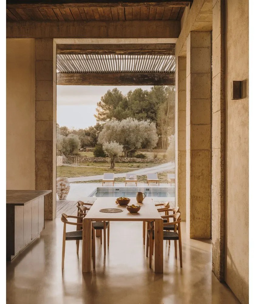 Natúr színű étkezőasztal tölgyfa dekorral 110x220 cm Deyanira – Kave Home