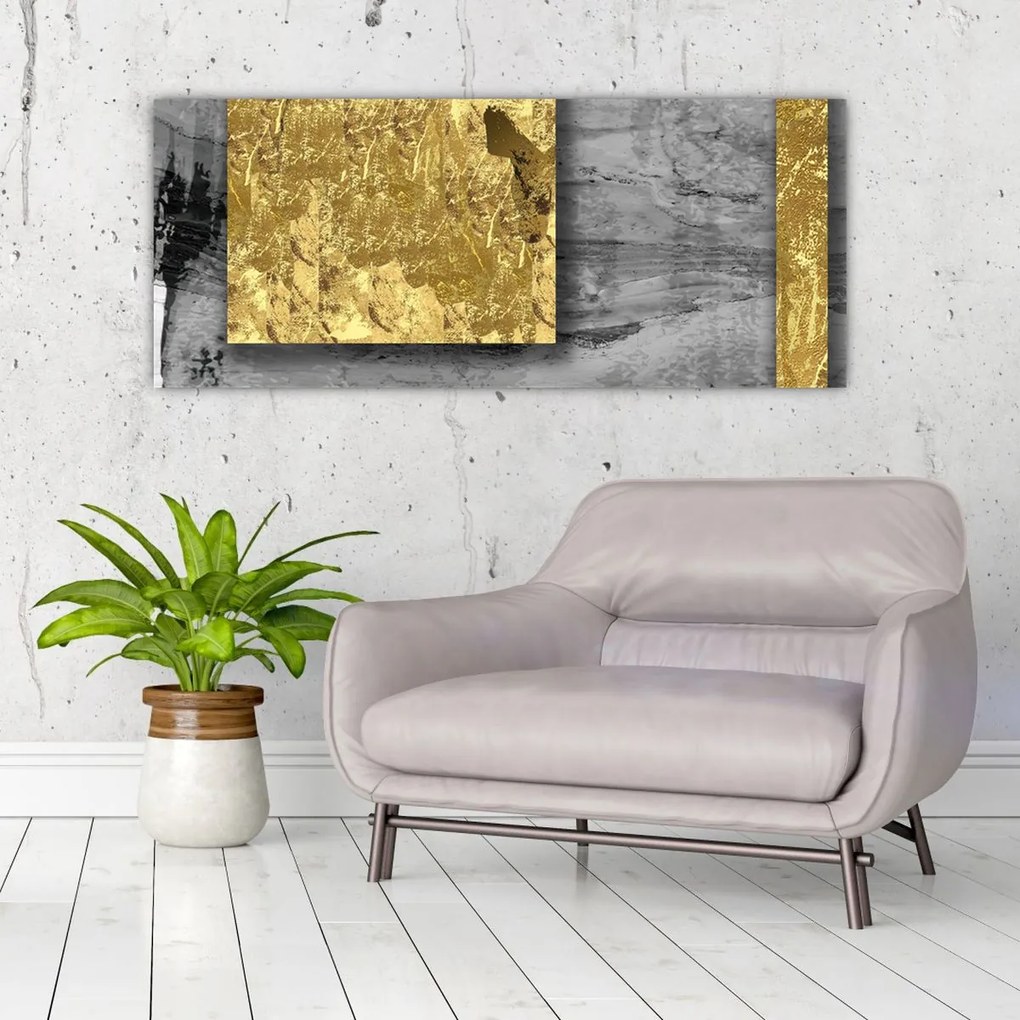 Kép - Arany négyzetek N⁰2 (120x50 cm)