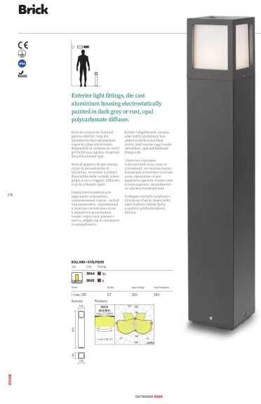 Redo 9644 - Kültéri lámpa BRICK 1xE27/23W/230V IP54 szürke