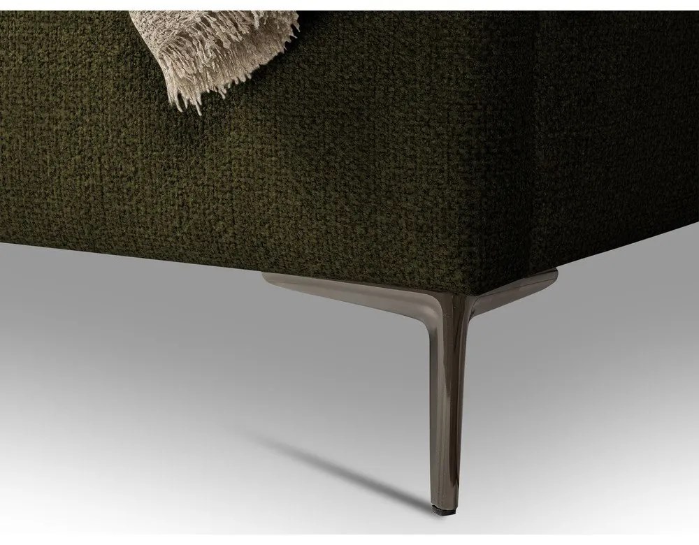 Sötétzöld kárpitozott franciaágy ágyráccsal 180x200 cm Makana – Makamii