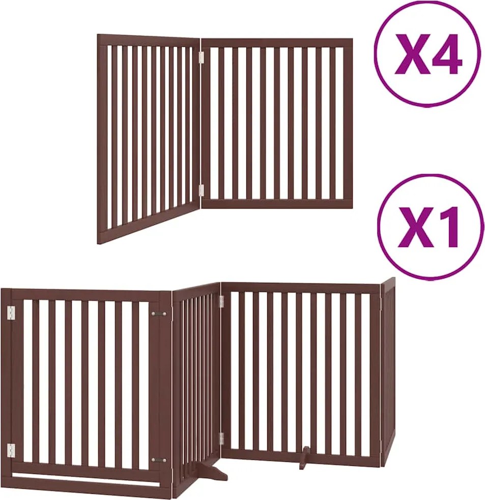 vidaXL barna nyárfa 12 paneles összecsukható kutyakapu ajtóval 960 cm