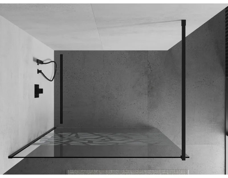 Mexen Kioto zuhanyparaván 100x200 cm 8 mm, fekete, fehér kivitel, 800-100-101-70-85