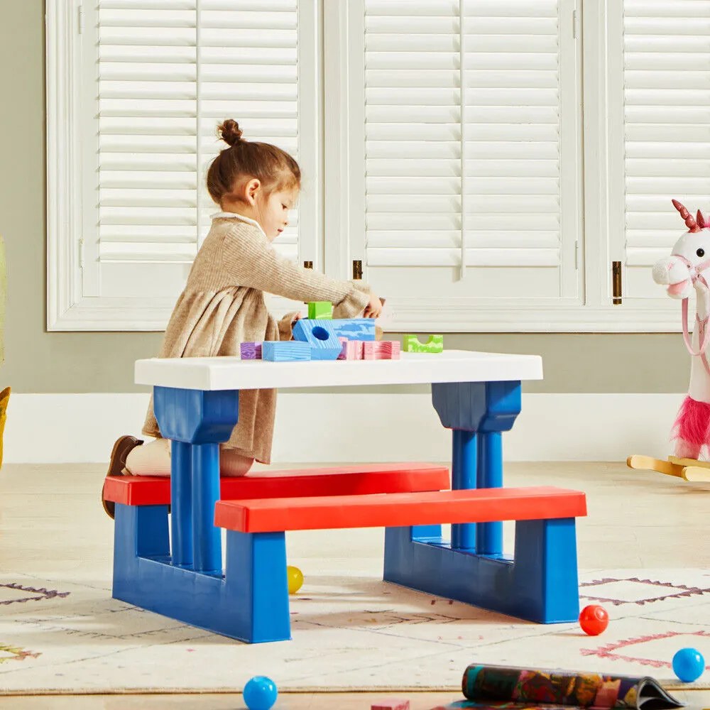 JASMIN gyerek ülőgarnitúra napernyővel, 67x78,5x42,5cm, kék/fehér/piros Spielwerk