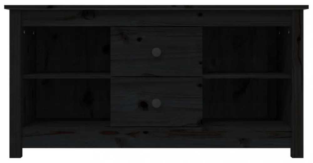 fekete tömör fenyőfa TV-szekrény 103 x 36,5 x 52 cm