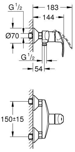 GROHE 33555002 - EUROSMART zuhanycsaptelep DN 15 fényes króm