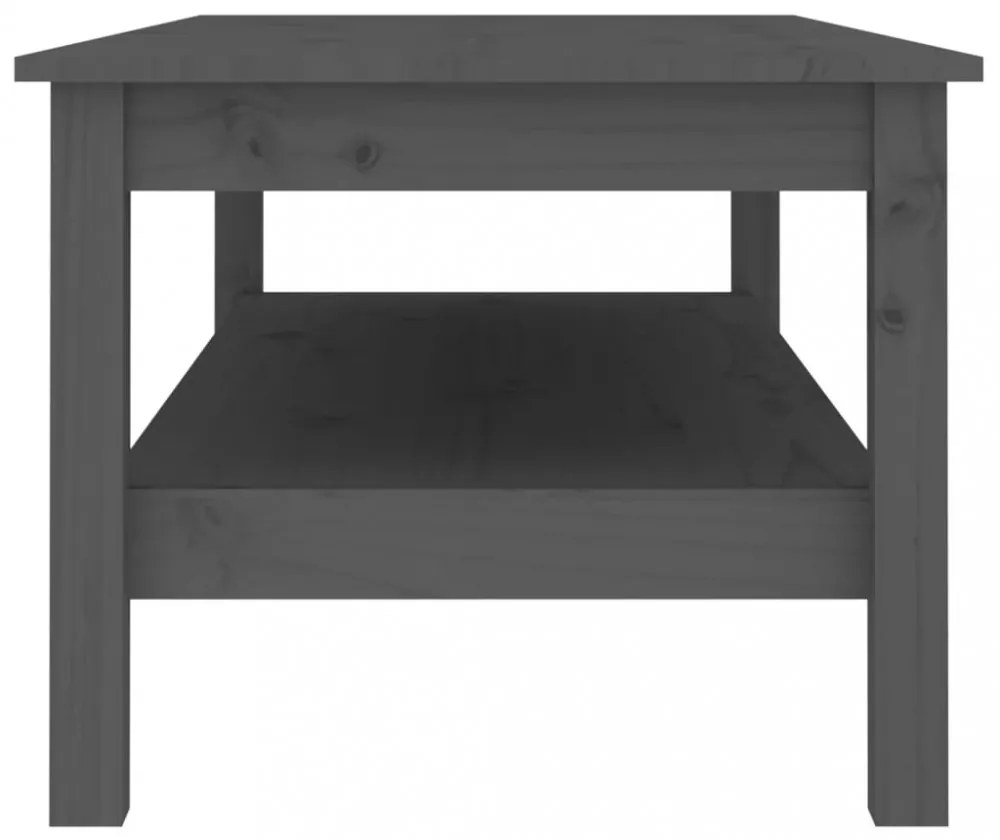 szürke tömör fenyőfa dohányzóasztal 110 x 50 x 40 cm