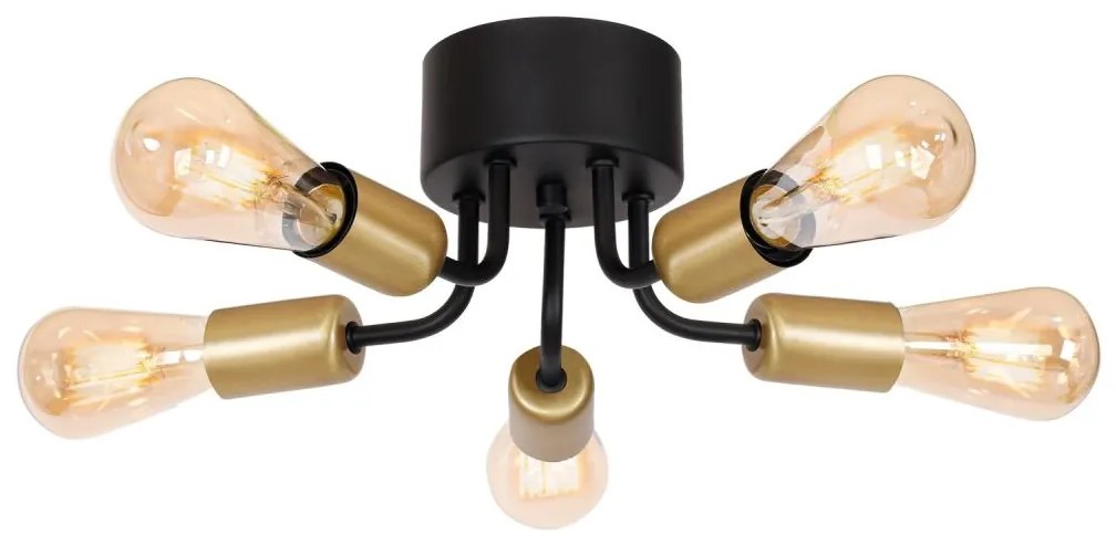 Luminex Csillár BRENDA 5xE27/60W/230V fekete/arany 1062