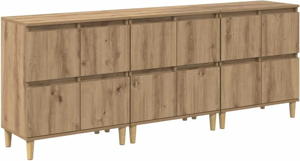 vidaXL Oldalszekrények 3 pcs Artisan tölgy 60 x 35 x 70 cm Faanyag