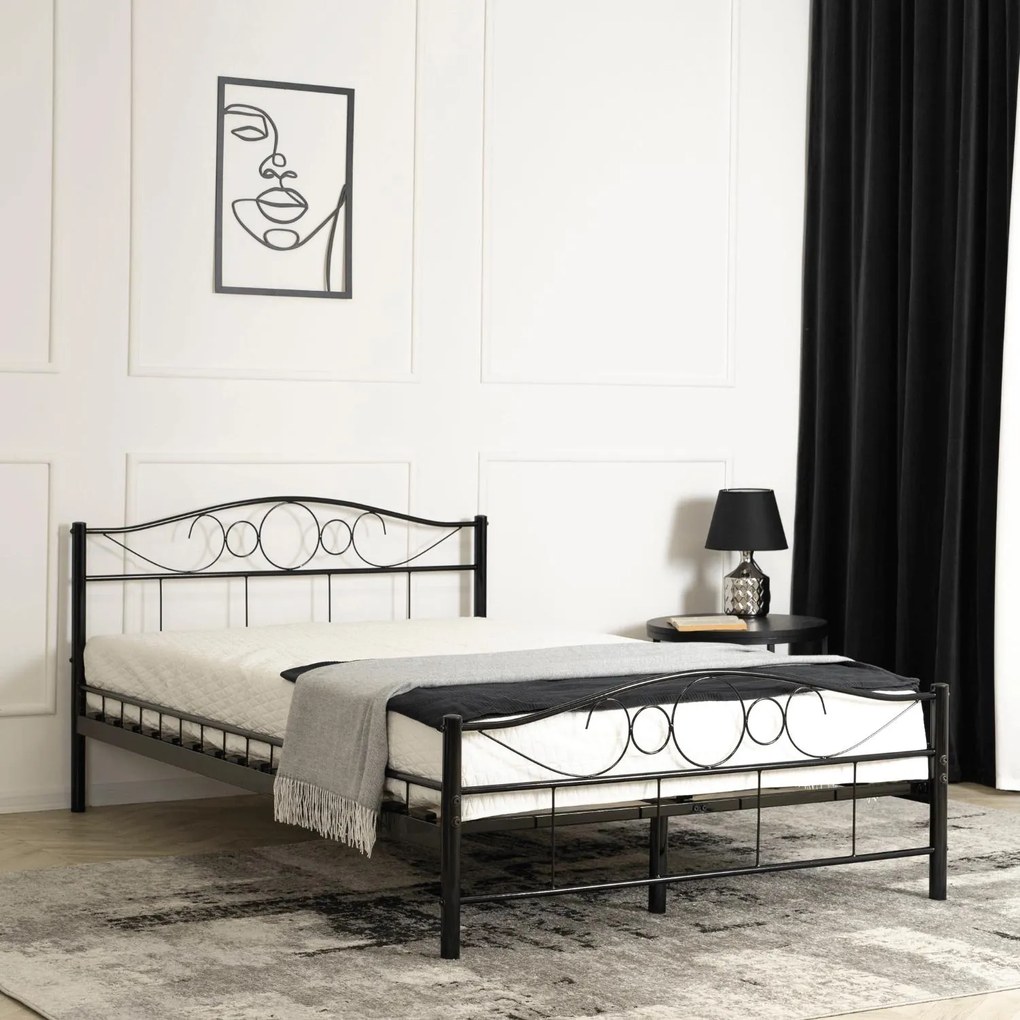 Fém ágy 120 cm Granjeros (fekete) (ágyráccsal). Akció -21%. 1119129
