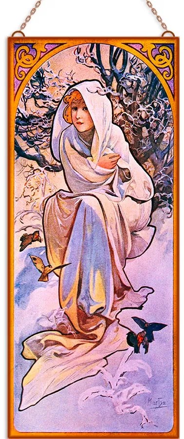 Alfons Mucha - Évszakok III. (Garnitúra) üvegkép, falikép
