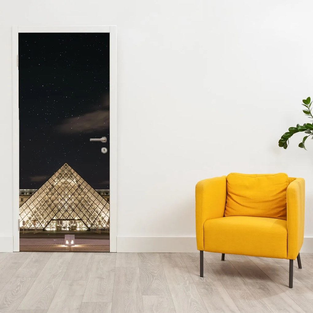 Fotótapéta ajtóra - Louvre éjjel (95x205cm)