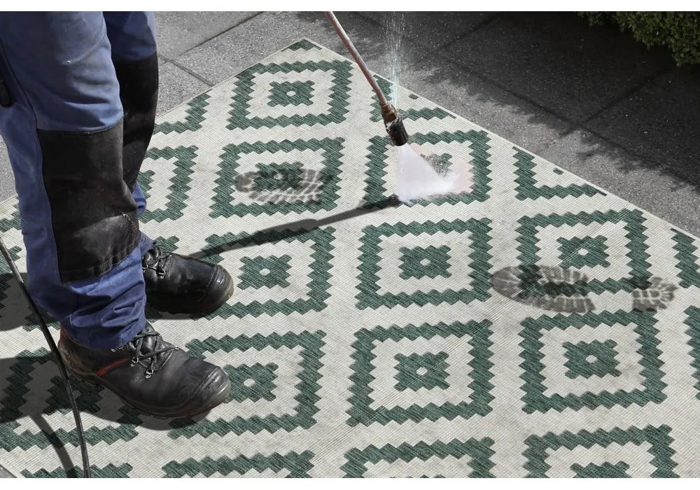 Malta zöld-krémszínű kültéri szőnyeg, 200 x 290 cm - NORTHRUGS