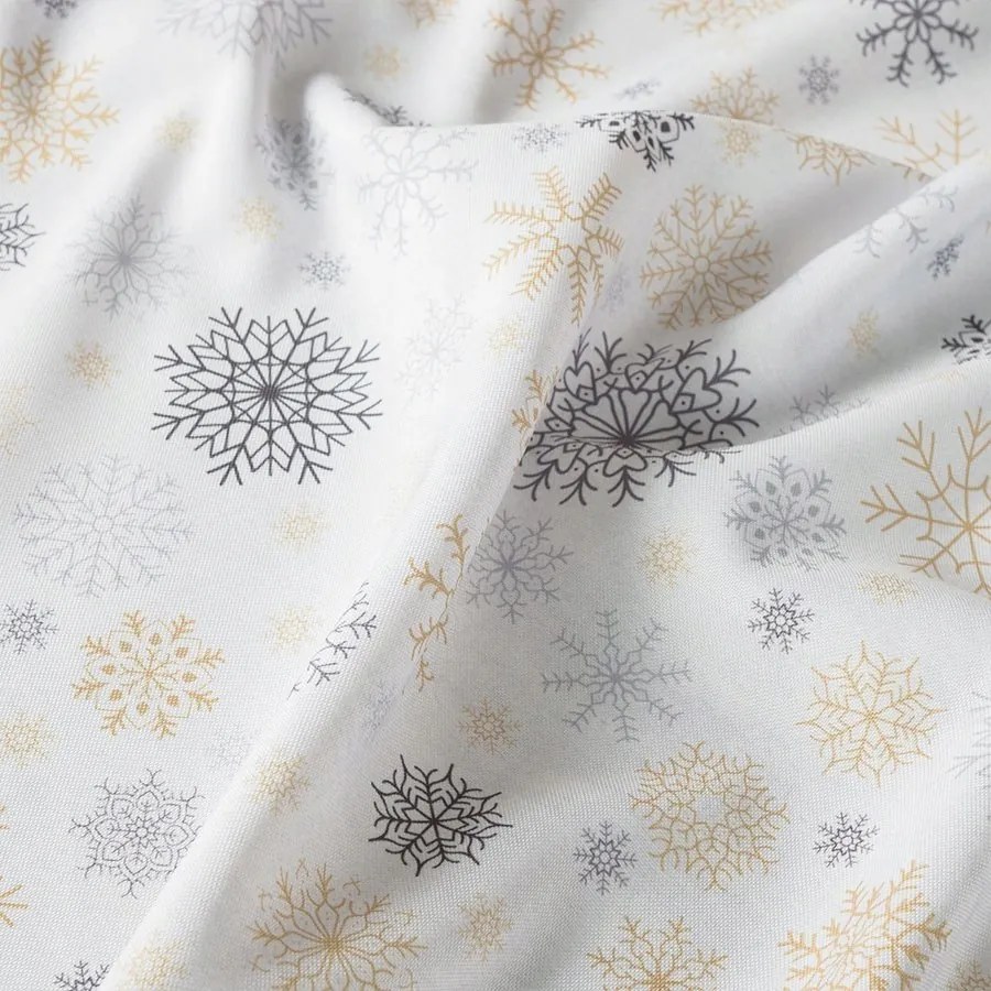 Mg Tk asztalterítő Fagyálló Karácsonyi Hópehely D36 Arany 155cm 0,5m