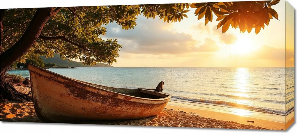 Vászonkép 90x40cm Hálószoba Nappaliba Panoráma Csónak