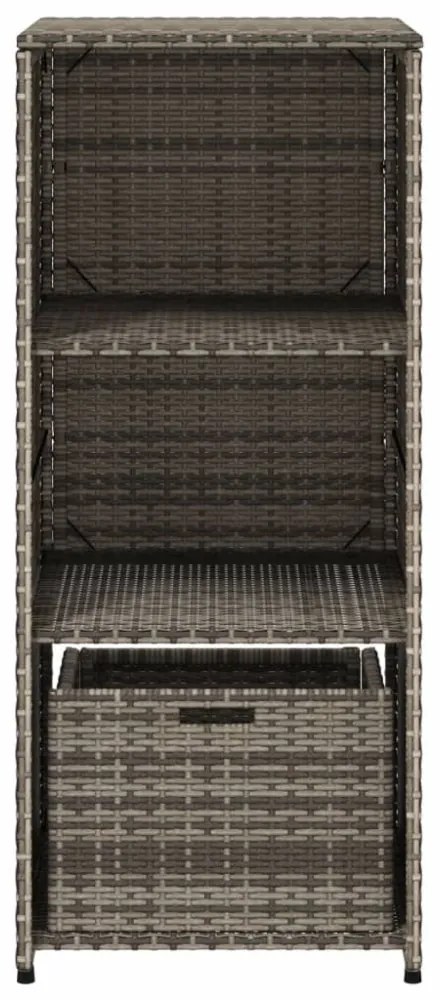 szürke polyrattan kerti tárolószekrény 50 x 55 x 115 cm