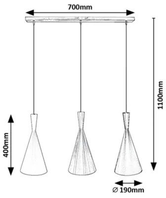Rabalux 5312 - Csillár zsinóron TRINCOLA 3xE27/40W/230V