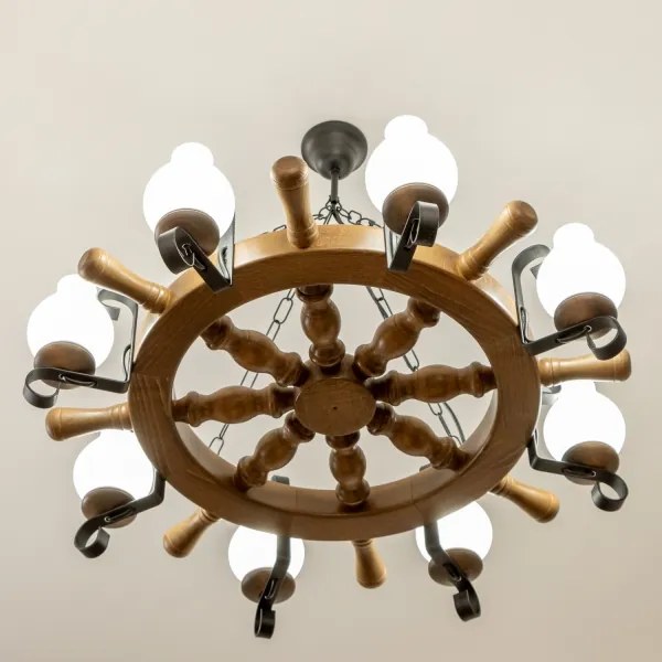 Brilagi - TIMONA láncos csillár, 8xE14/40W/230V, átmérő 70 cm, bükk/dió