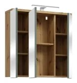 VENOM fali fürdőszobaszekrény tükörrel zöld/artisan tölgy