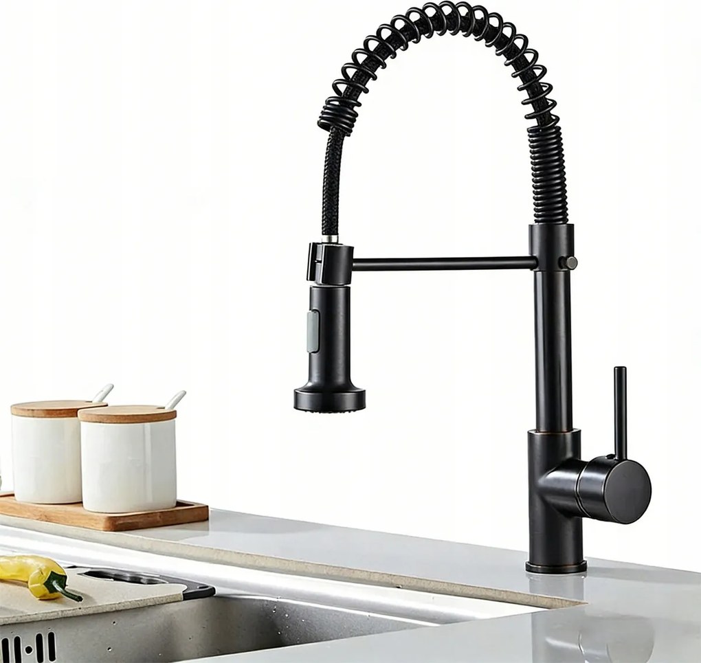 Konyhai csaptelep flexibilis forgatható kifolyócső magas mosdó csaptelep fekete