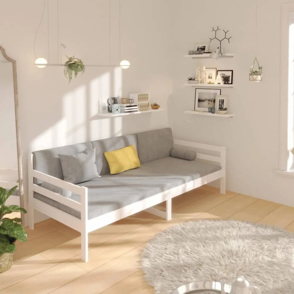 fehér tömör fenyőfa kanapéágy matrac nélkül 90 x 190 cm