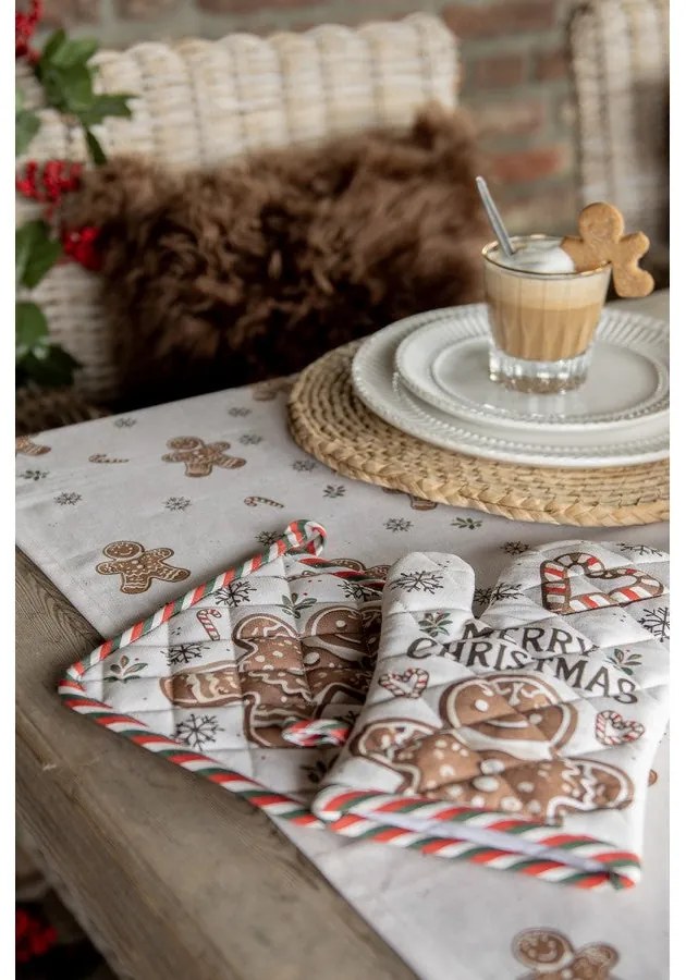 Karácsonyi pamut edényfogó kesztyű Classic Gingerbread Magic mézeskalácsos