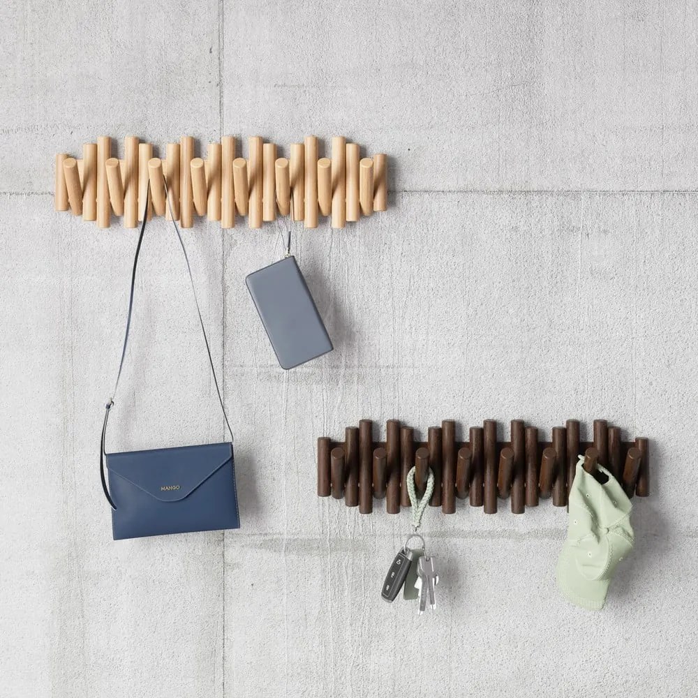 Natúr színű borovi fenyő fali fogas 61 cm Picket – Umbra