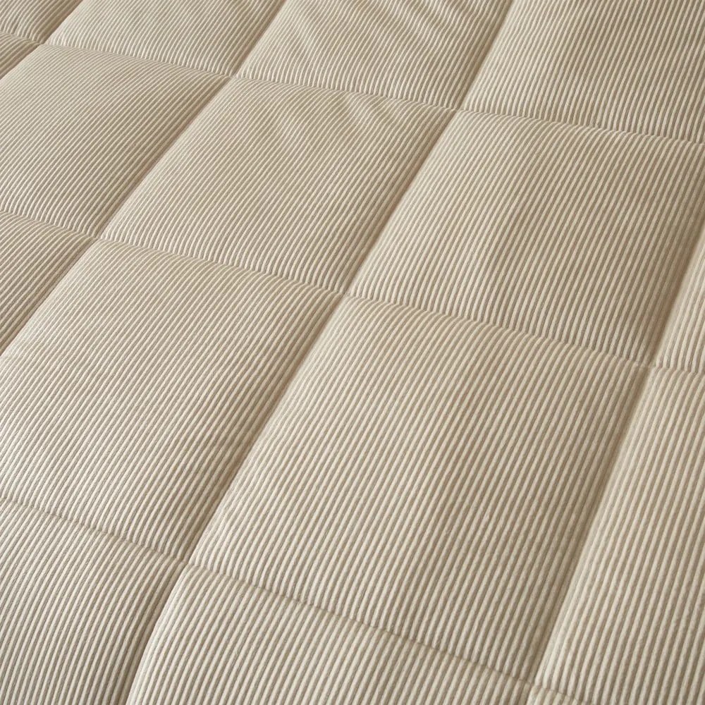 Krémszínű mikroplüss steppelt ágytakaró franciaágyra 200x220 cm Cosy Cord – Catherine Lansfield