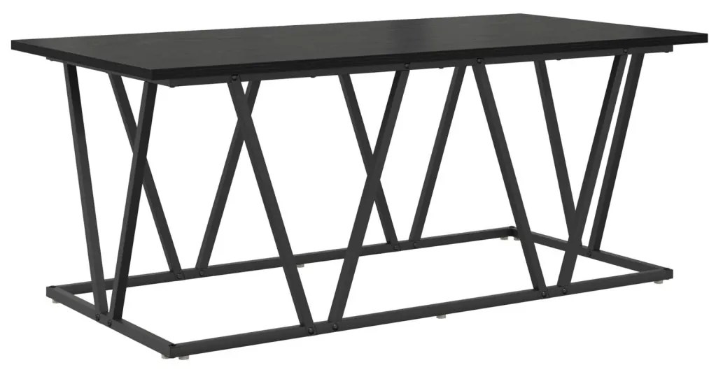 Fekete Tölgy Kávézóasztal 100x50x40 cm Műanyag Fa és Fém