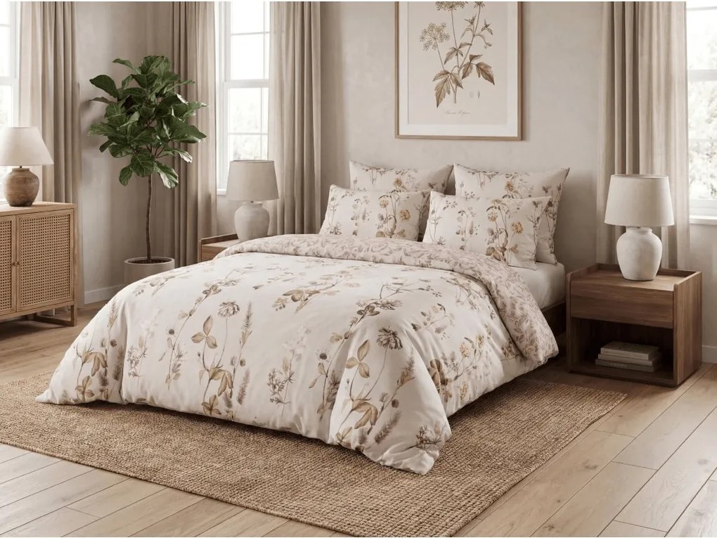 Mikroszálas flanel ágyneműhuzat BOTANIQUE bézs-rózsaszínű Ágyneműhuzat mérete: 70 x 90 cm | 140 x 200 cm