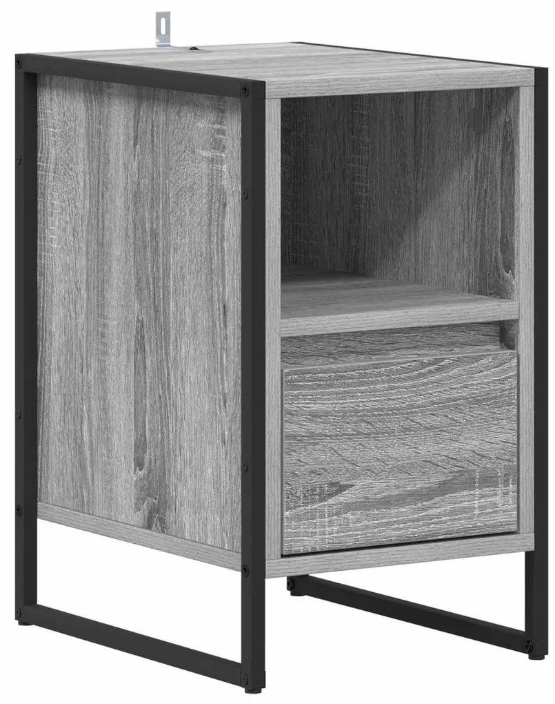 vidaXL Éjjeli asztal fiókkal Szürke Sonoma 39,5 x 30 x 50 cm Faanyag