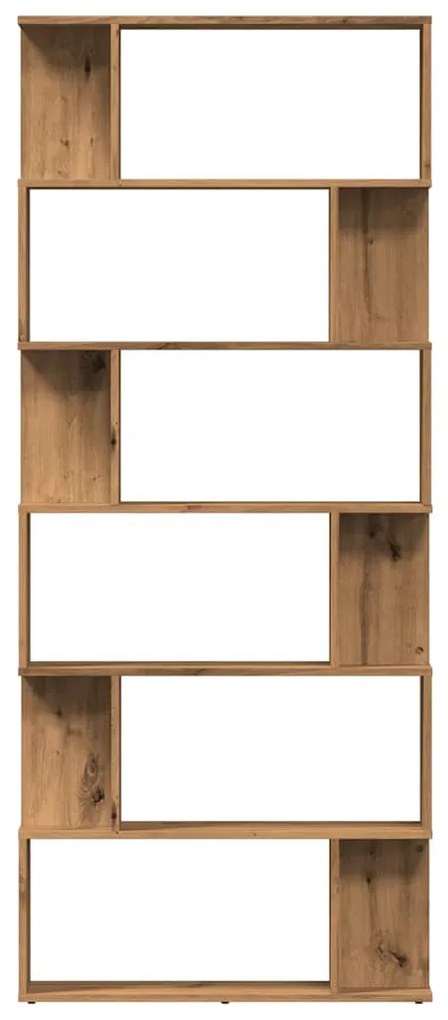 kézműves tölgy színű szerelt fa könyvszekrény 80x24x192 cm