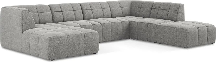 Szürke buklé sarokkanapé (U alakú) Aloha – Makamii