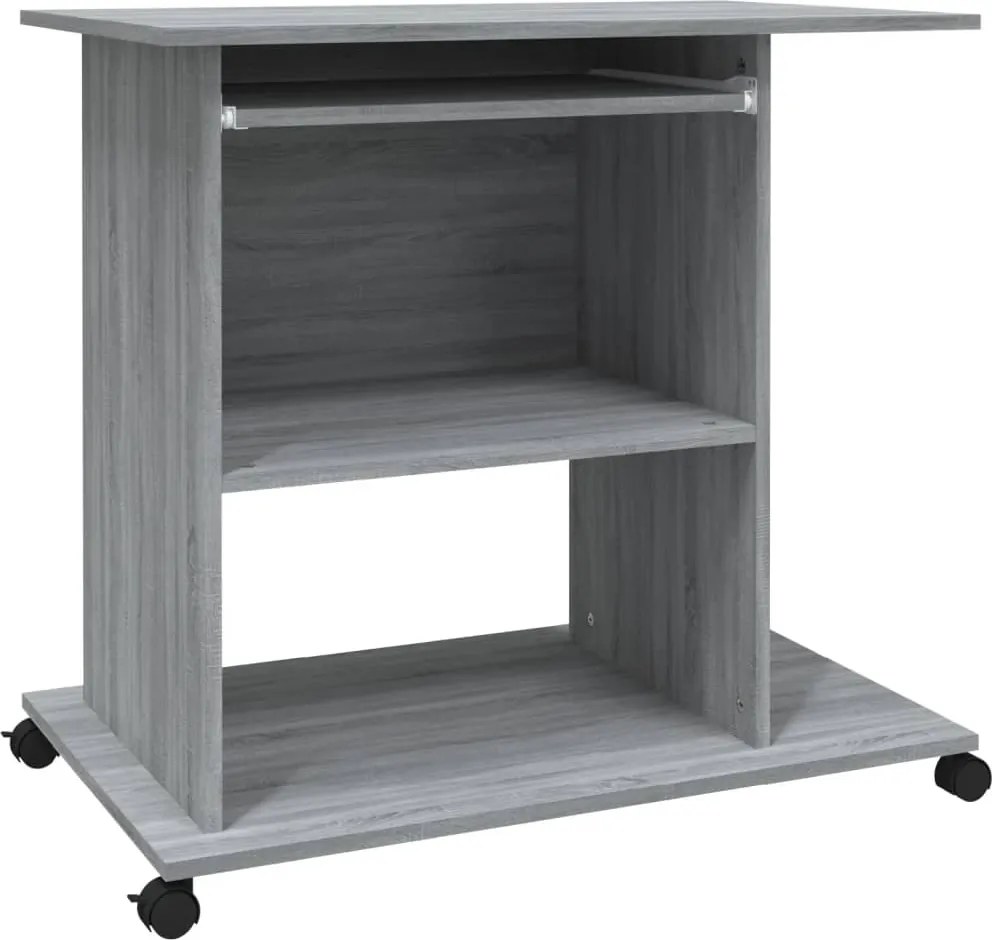 vidaXL szürke sonoma színű szerelt fa számítógépasztal 80 x 50 x 75 cm