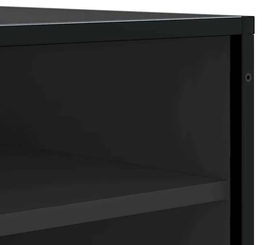 Cipőpad Fekete 84x40x53,5 cm Fából és fémből készült pad