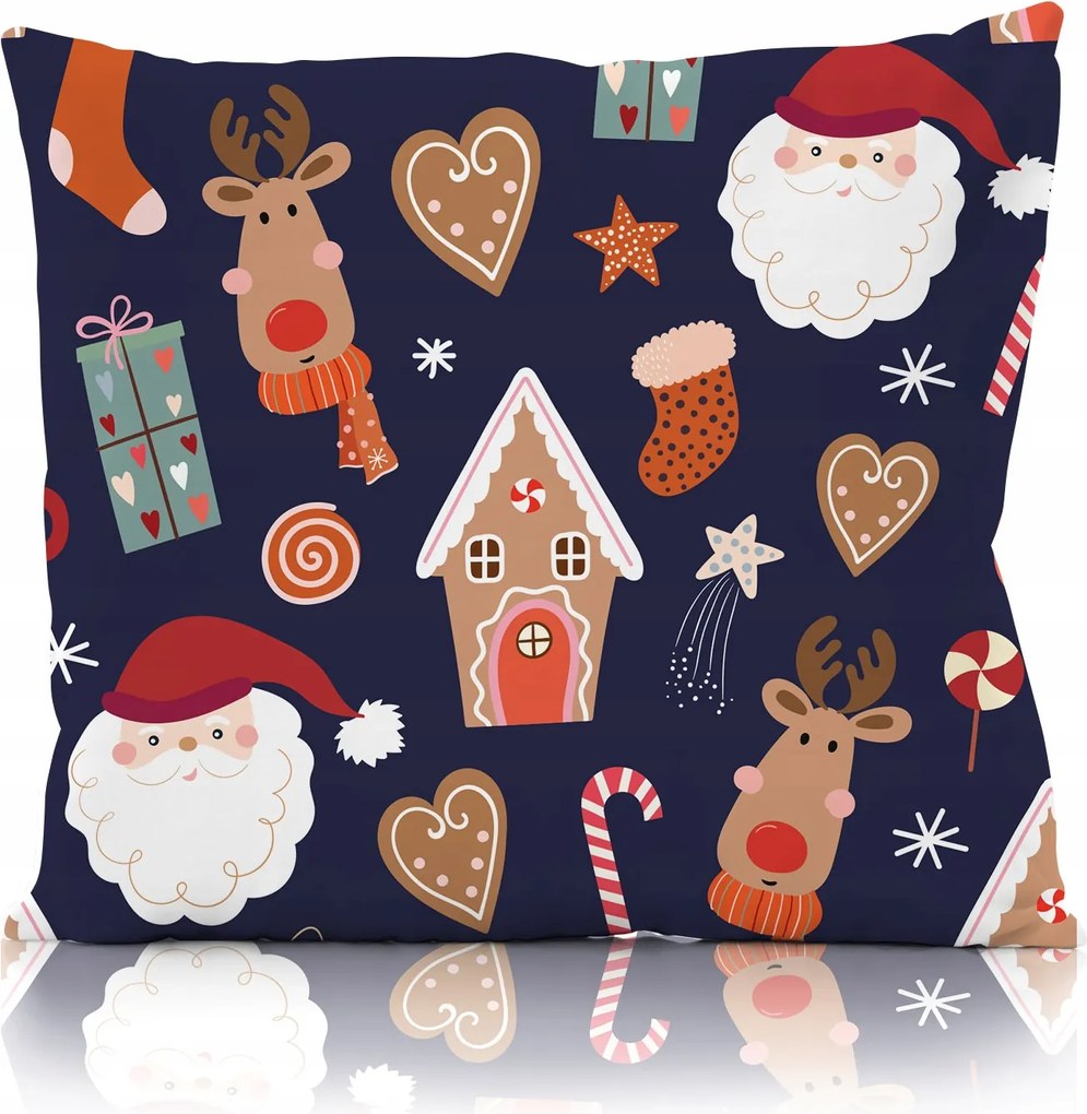 Karácsonyi Párnahuzat 45x45 Holly Jolly Mézeskalács Ajándékok 004