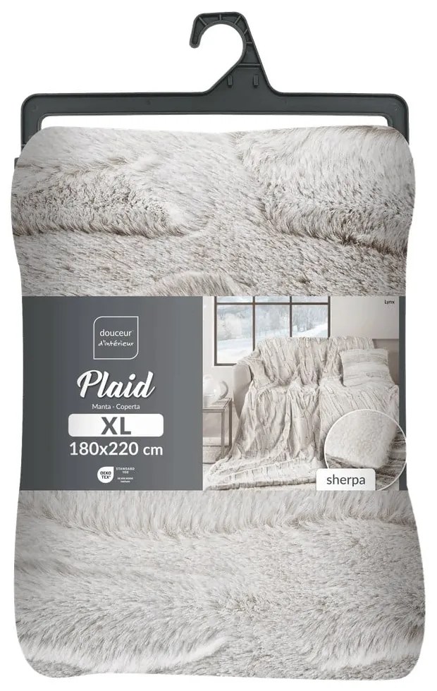 Bézs mikroplüss takaró 180x220 cm Lynx – douceur d'intérieur